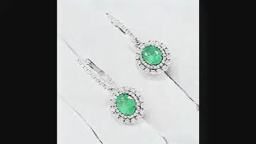 Серьги из белого золота с бриллиантами и изумрудами