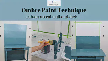 How to create an OMBRE ACCENT WALL on wood planks with a DIY ombre wall and a fun desk space